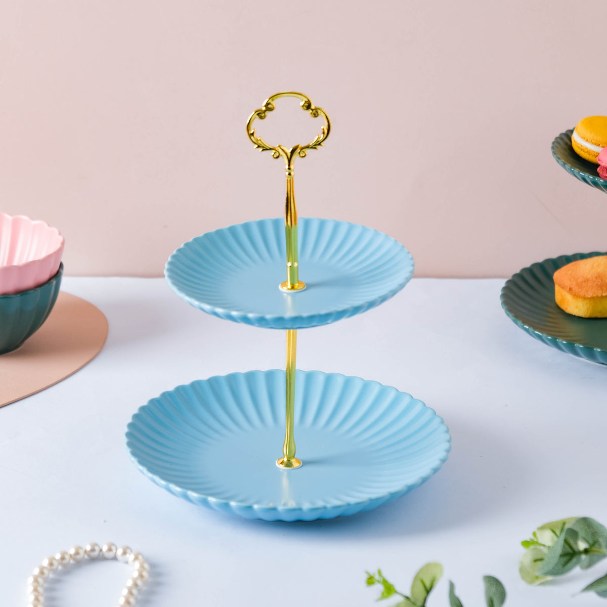 True Blue 2-tier Cupcake Stand Nestasia