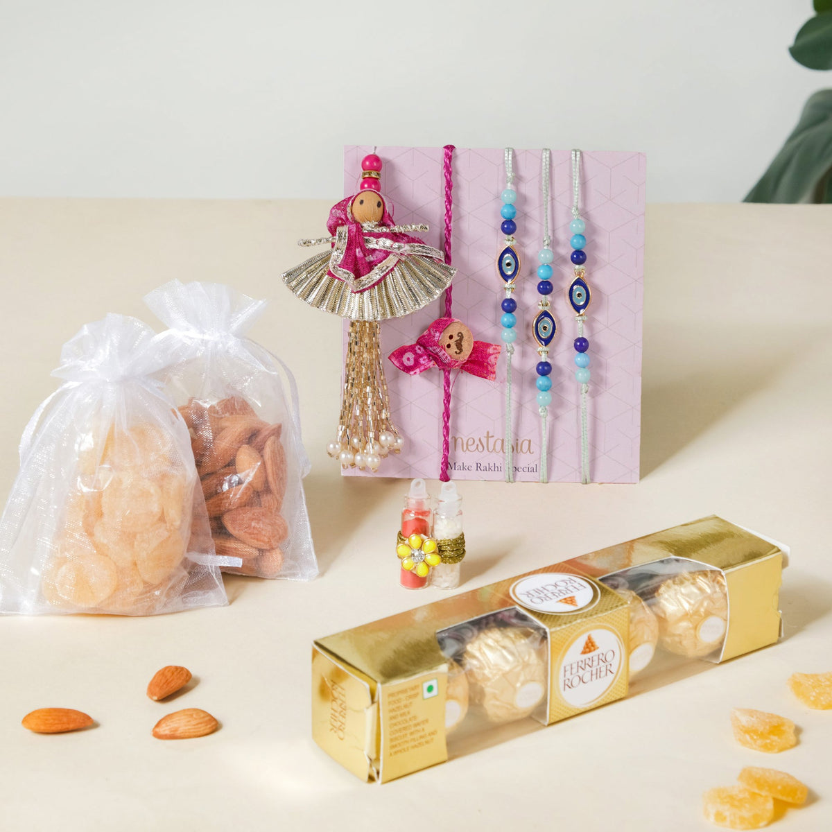 Sweet Surprises Rakhi Gift Hamper Set Of 8 Nestasia