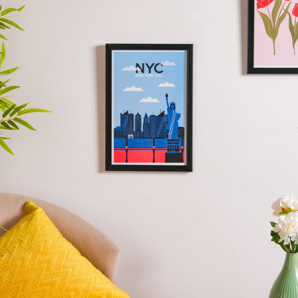 New York City Poster With Frame 13x9 Inch Nestasia