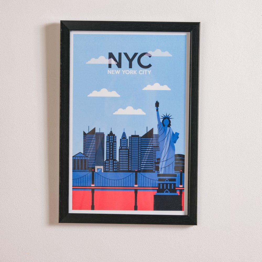 New York City Poster With Frame 13x9 Inch Nestasia