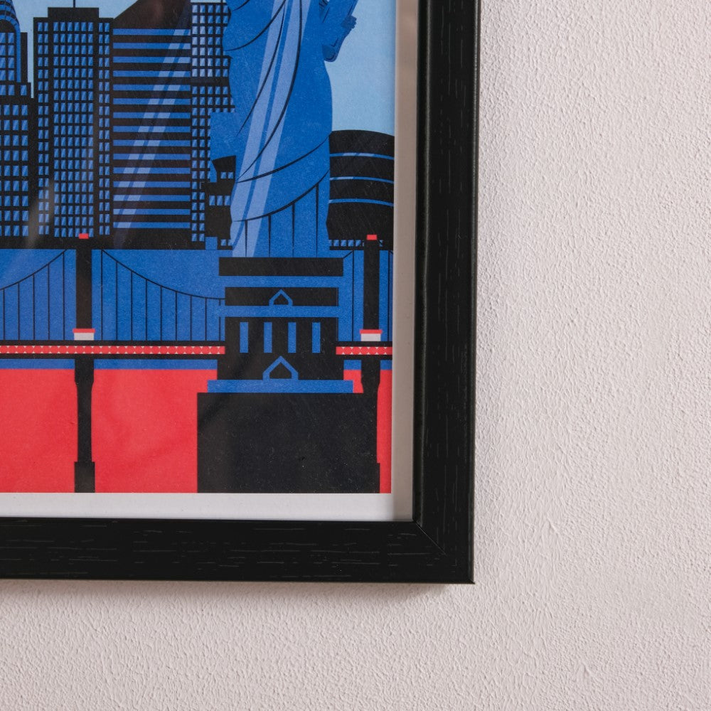 New York City Poster With Frame 13x9 Inch Nestasia