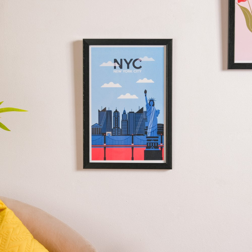 New York City Poster With Frame 13x9 Inch Nestasia