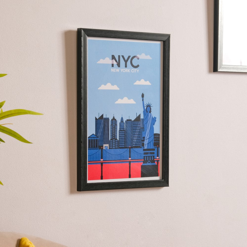 New York City Poster With Frame 13x9 Inch Nestasia