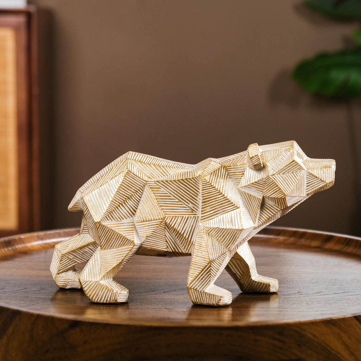 Geometric Bear Showpiece Gold Nestasia