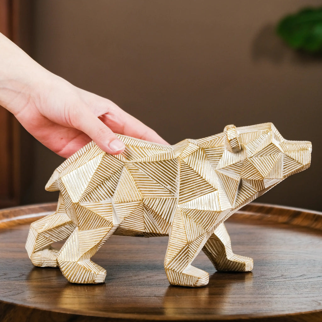 Geometric Bear Showpiece Gold Nestasia
