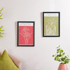 Line Art Flower Framed Poster Set Of 2 13x9 Inch Nestasia