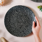 Stone Patterned Ceramic Dinner Plate Black 9.5 Inch Nestasia