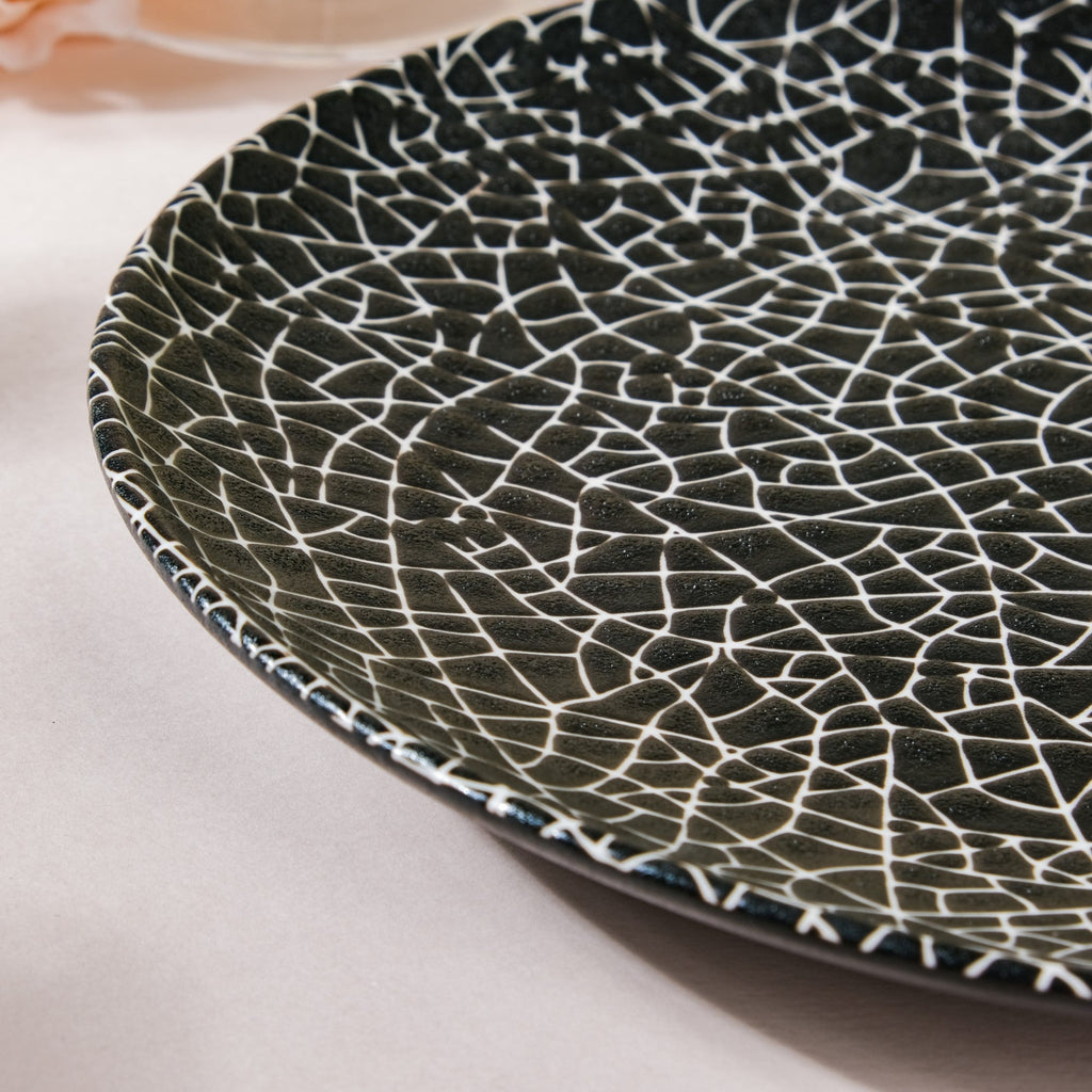 Stone Patterned Ceramic Dinner Plate Black 9.5 Inch Nestasia