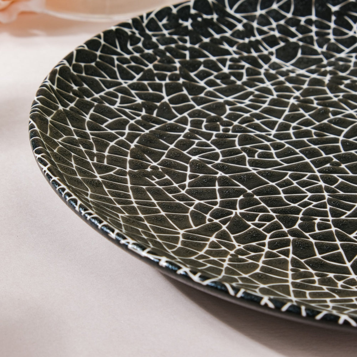 Stone Patterned Ceramic Dinner Plate Black 9.5 Inch Nestasia