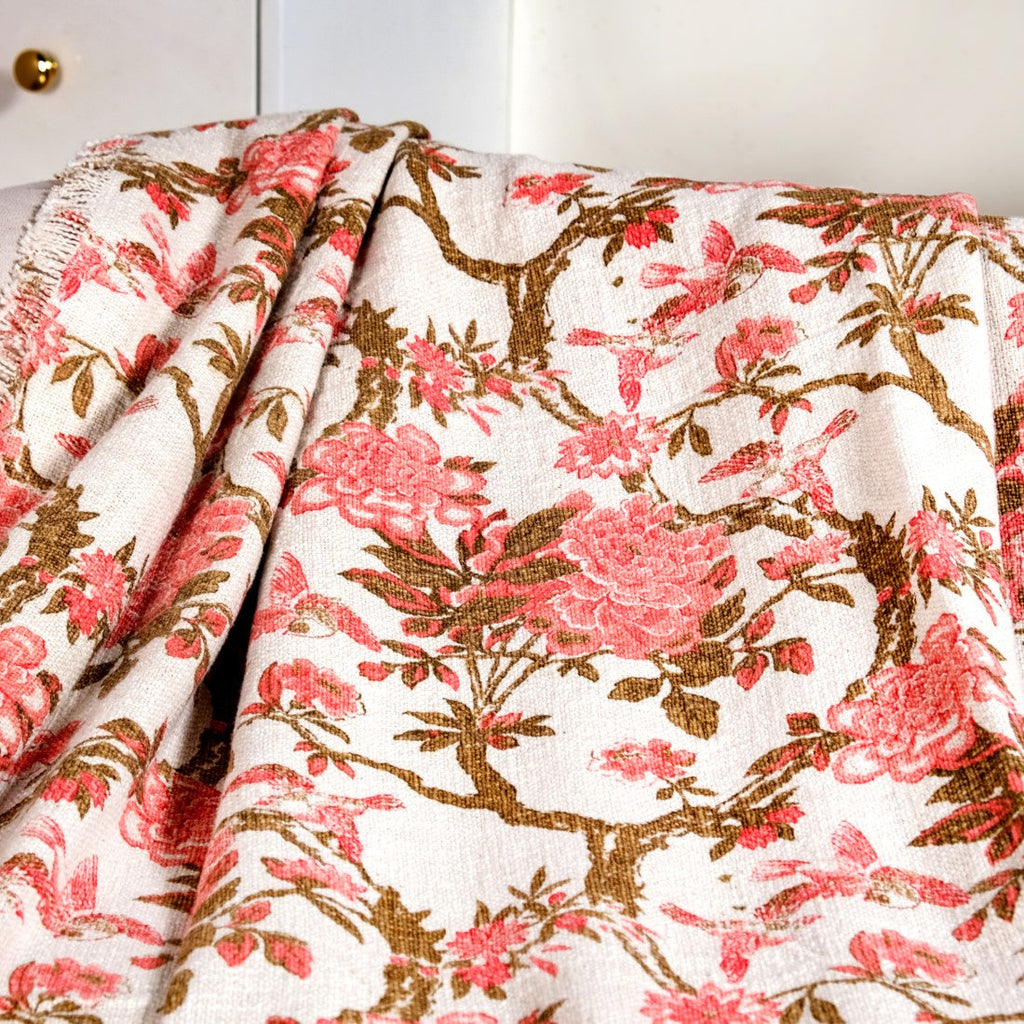 Blush Chinoiserie Cotton Throw 152x127cm Nestasia