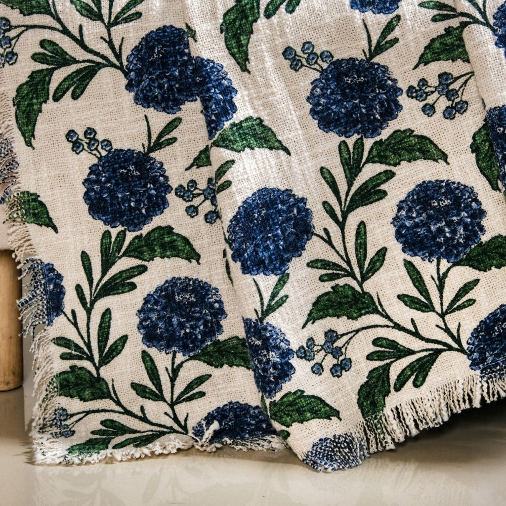 Hydrangea Grace Cotton Couch Throw 152x127cm Nestasia