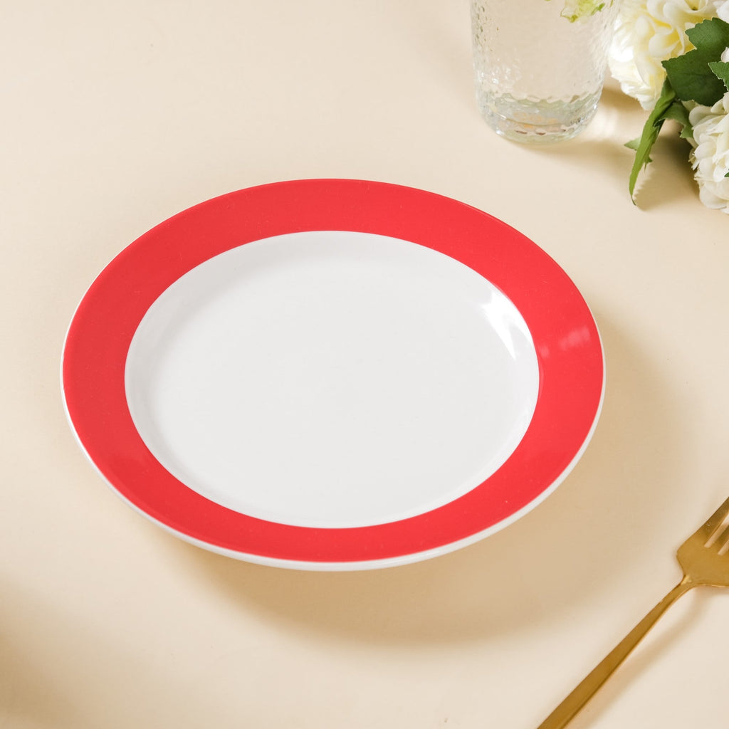 Riona Snack Plate White And Red 8 Inch Nestasia