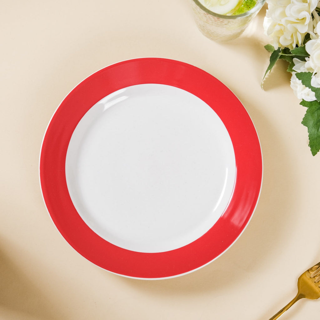 Riona Snack Plate White And Red 8 Inch Nestasia