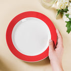 Riona Snack Plate White And Red 8 Inch Nestasia