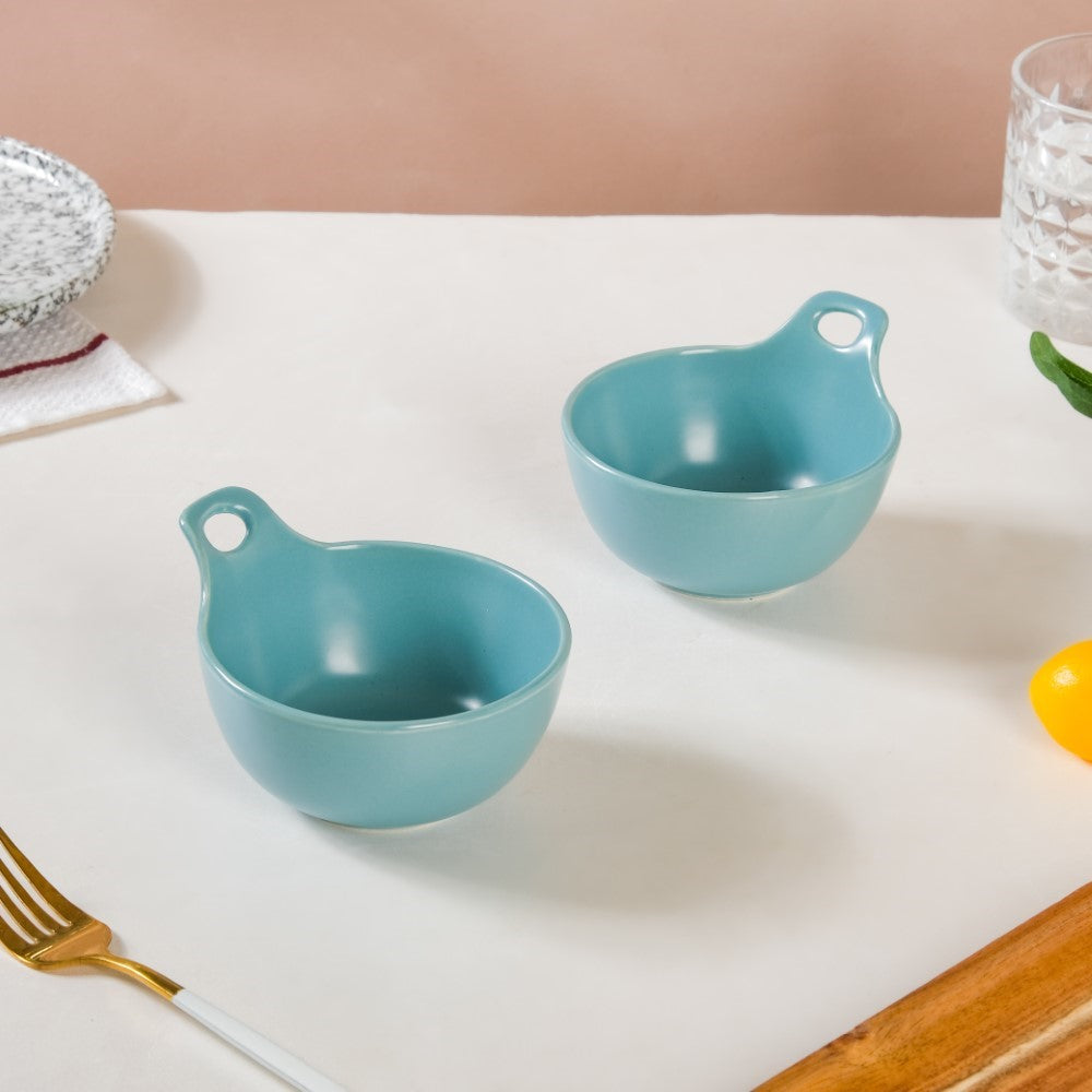 Snack Bowl With Handle Blue Set Of 2 230ml Nestasia