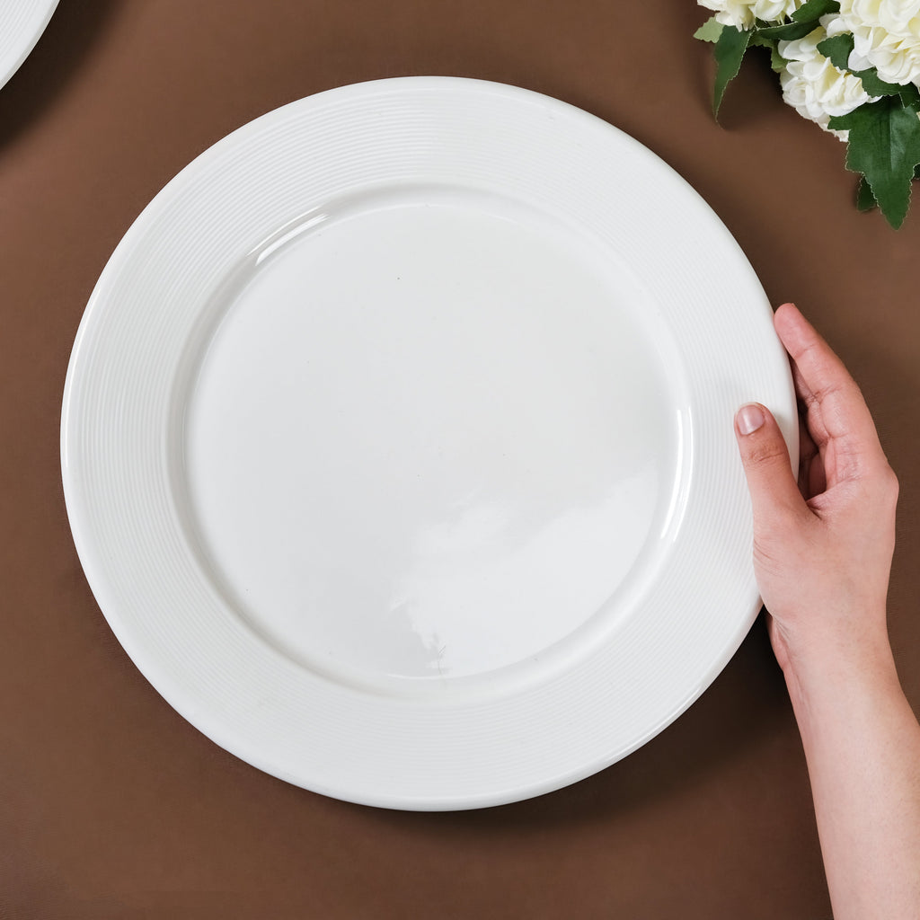 Riona Ceramic Dinner Plate White 12 Inch Nestasia