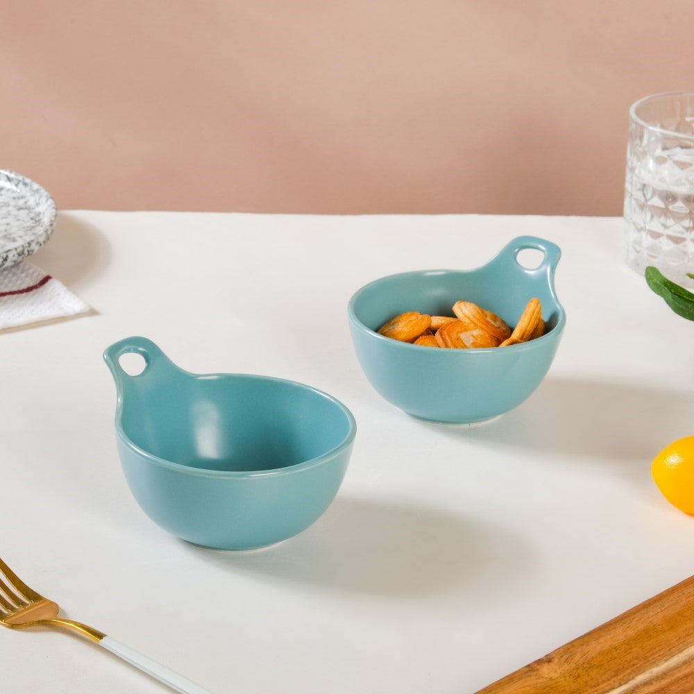 Snack Bowl With Handle Blue Set Of 2 230ml Nestasia