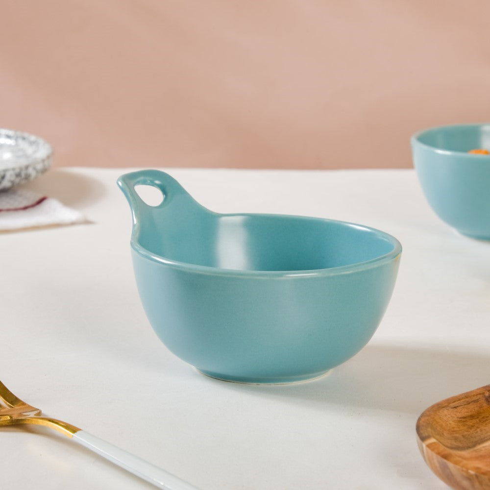 Snack Bowl With Handle Blue Set Of 2 230ml Nestasia