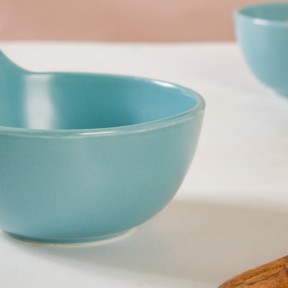 Snack Bowl With Handle Blue Set Of 2 230ml Nestasia