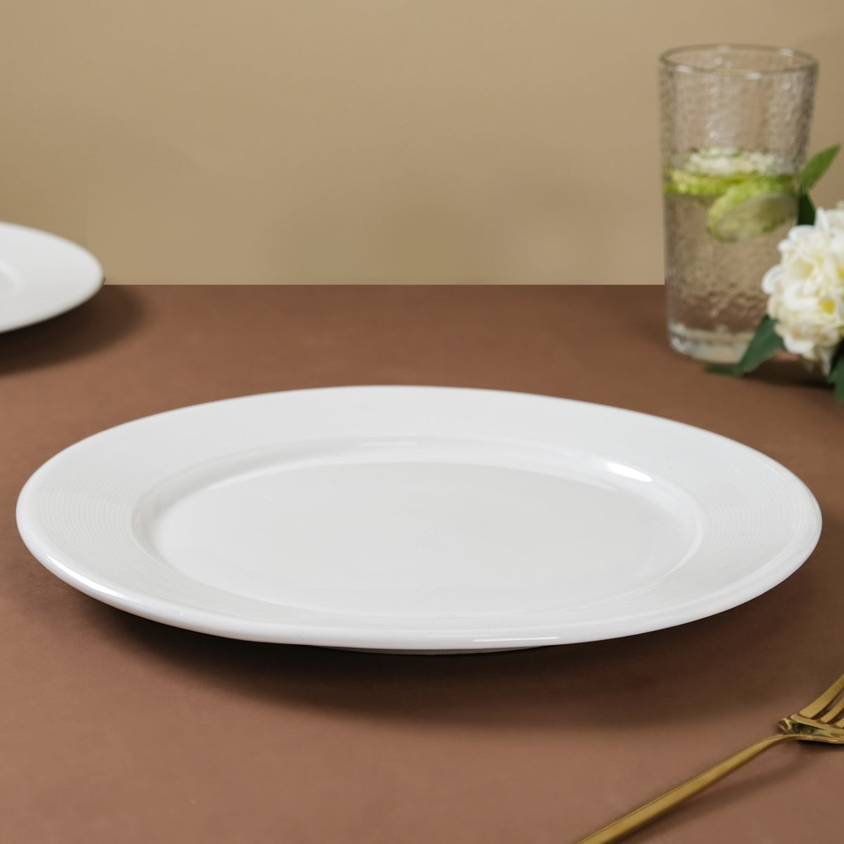 Riona Ceramic Dinner Plate White 12 Inch Nestasia