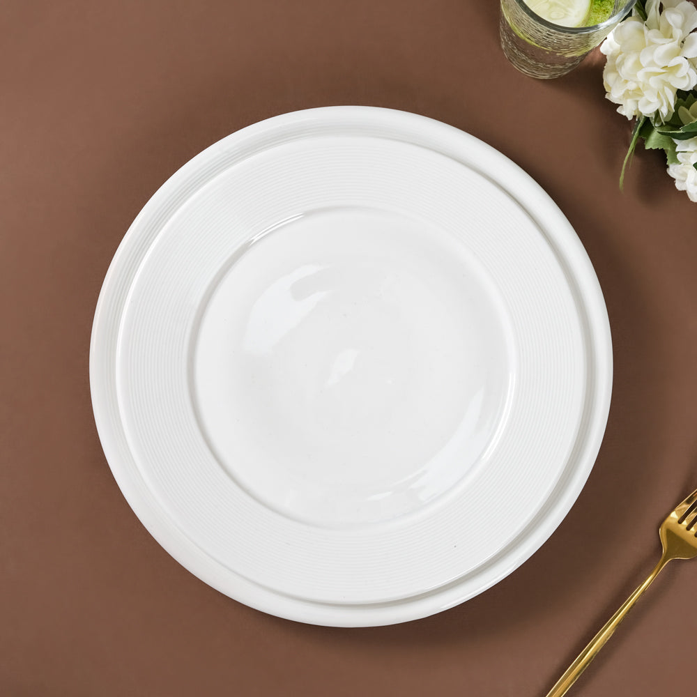 Riona Ceramic Dinner Plate White 12 Inch Nestasia
