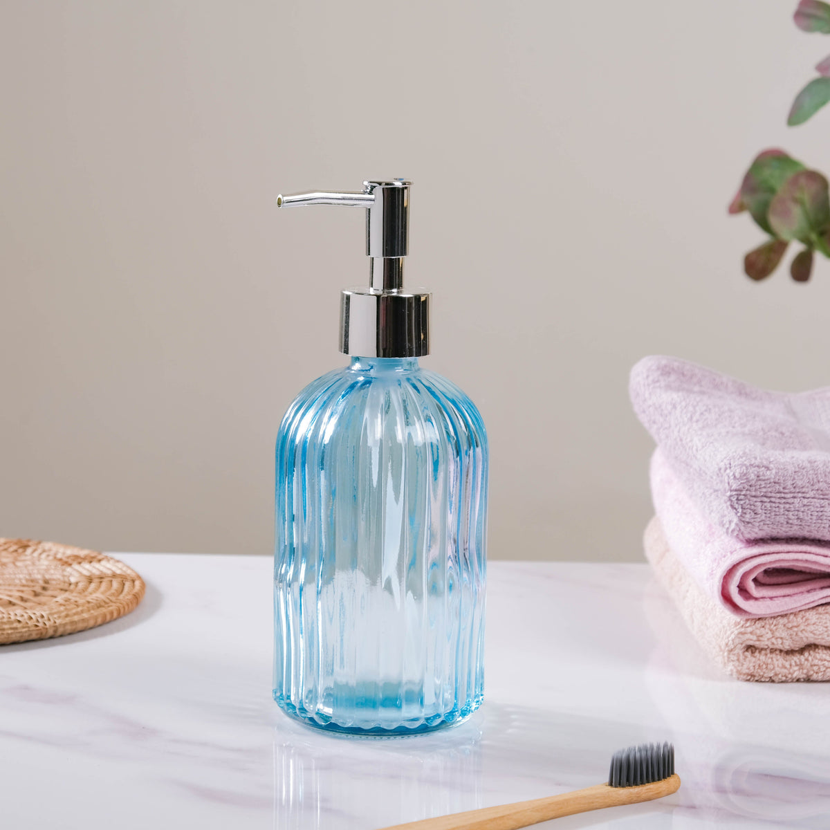 Ocean Blue Glass Dispenser With Nozzle Nestasia