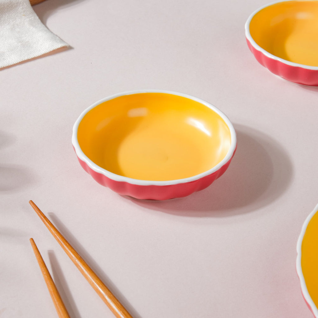 Chrome Ceramic Dessert Plate Red 4 Inch Set Of 2 Nestasia