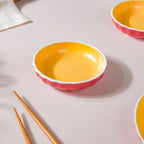 Chrome Ceramic Dessert Plate Red 4 Inch Set Of 2 Nestasia