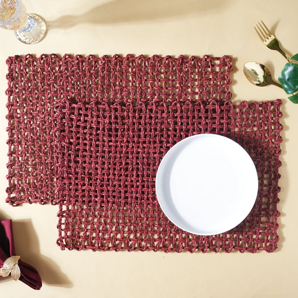 Rectangular Sabai Mat Red Nestasia