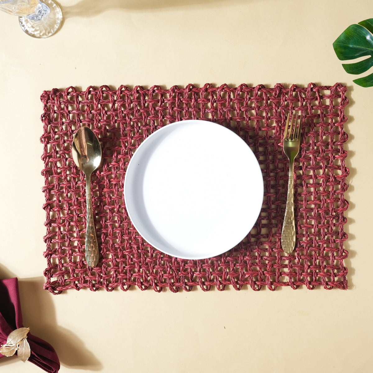 Rectangular Sabai Mat Red Nestasia