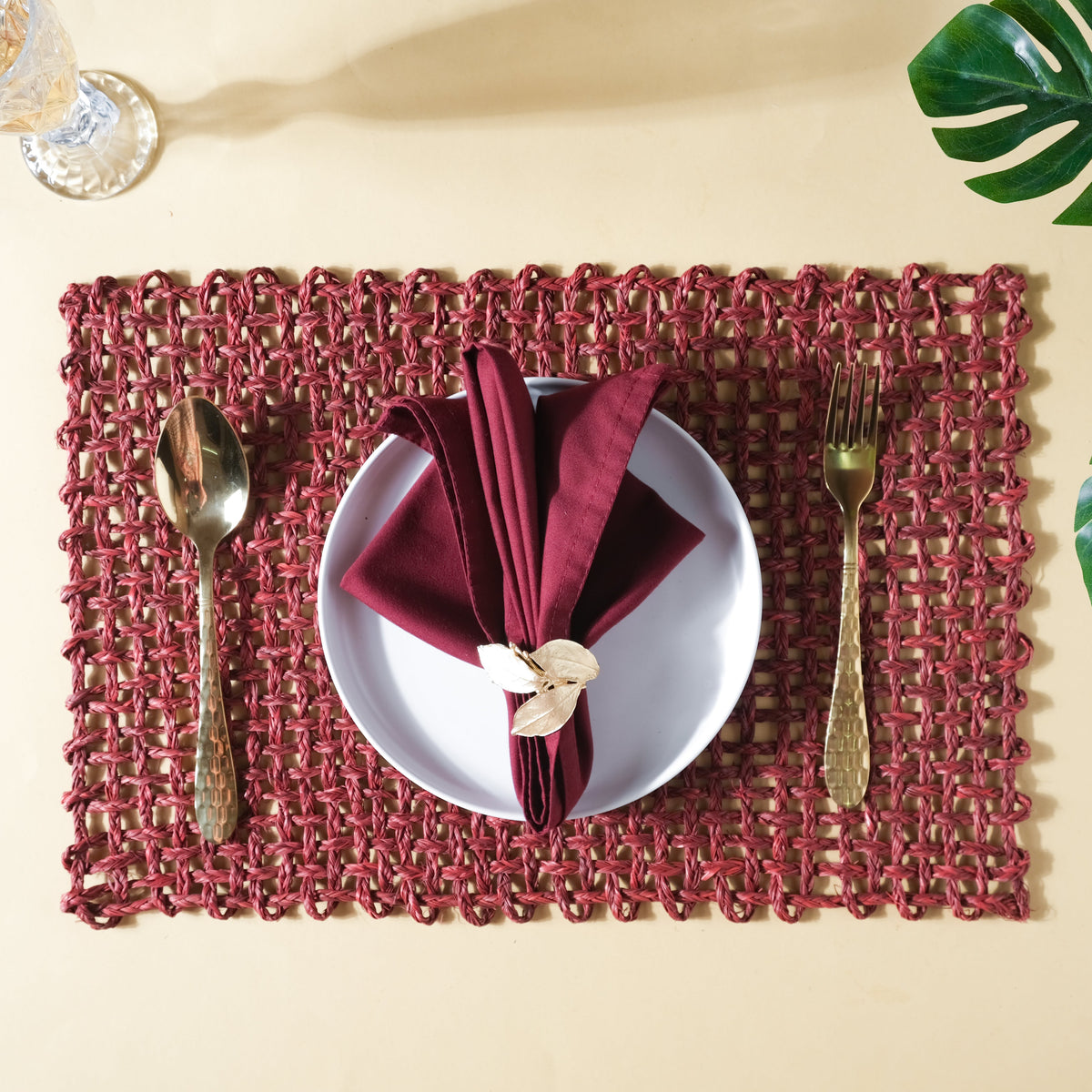 Rectangular Sabai Mat Red Nestasia