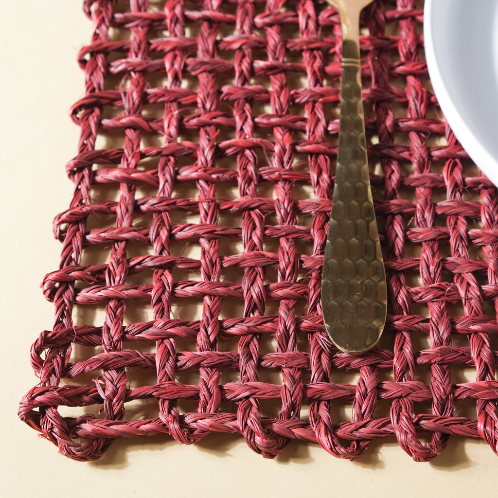 Rectangular Sabai Mat Red Nestasia