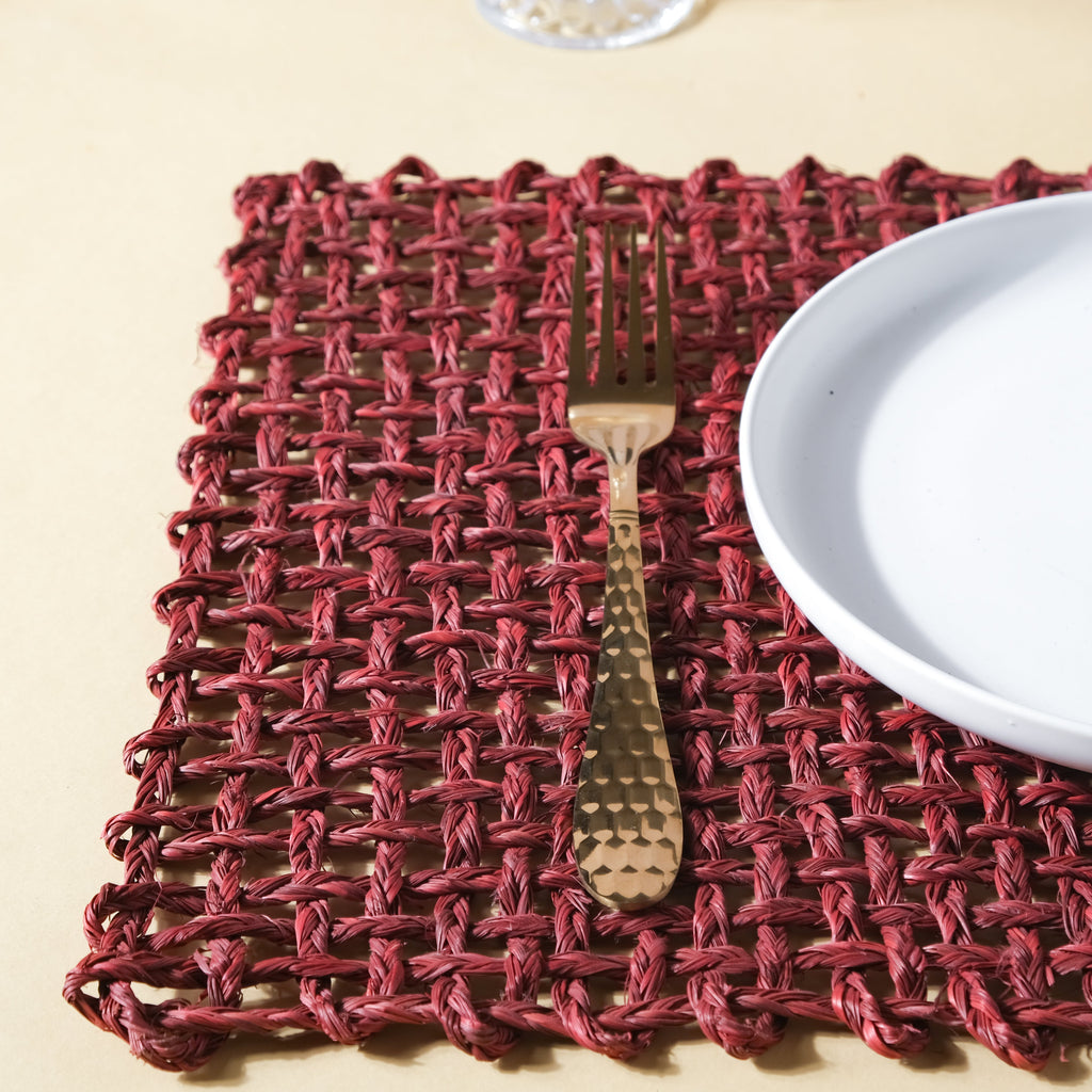 Rectangular Sabai Mat Red Nestasia
