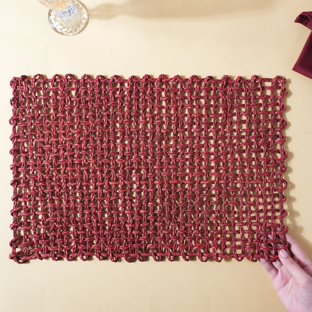Rectangular Sabai Mat Red Nestasia