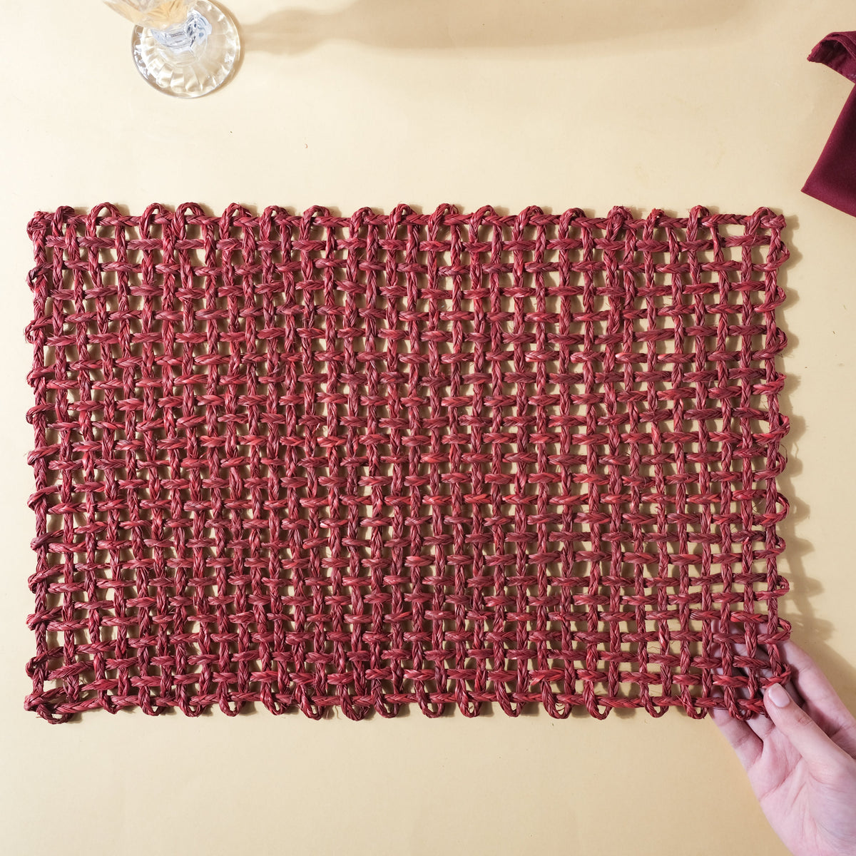 Rectangular Sabai Mat Red Nestasia