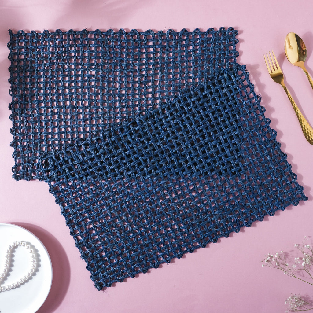 Rectangular Sabai Mat Blue Nestasia