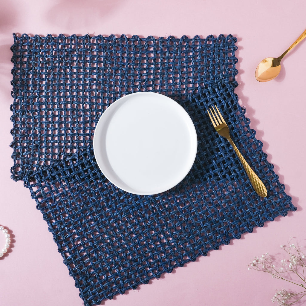 Rectangular Sabai Mat Blue Nestasia