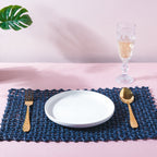 Rectangular Sabai Mat Blue Nestasia