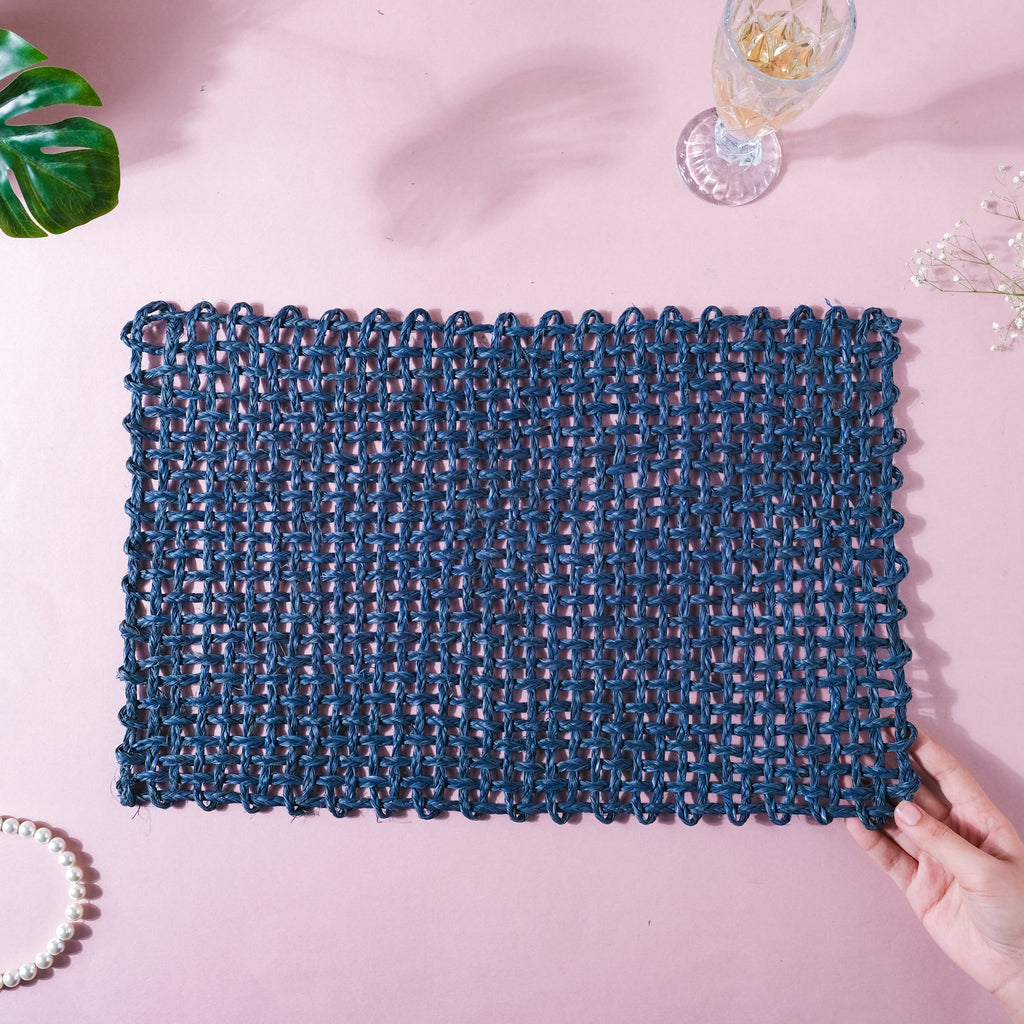 Rectangular Sabai Mat Blue Nestasia