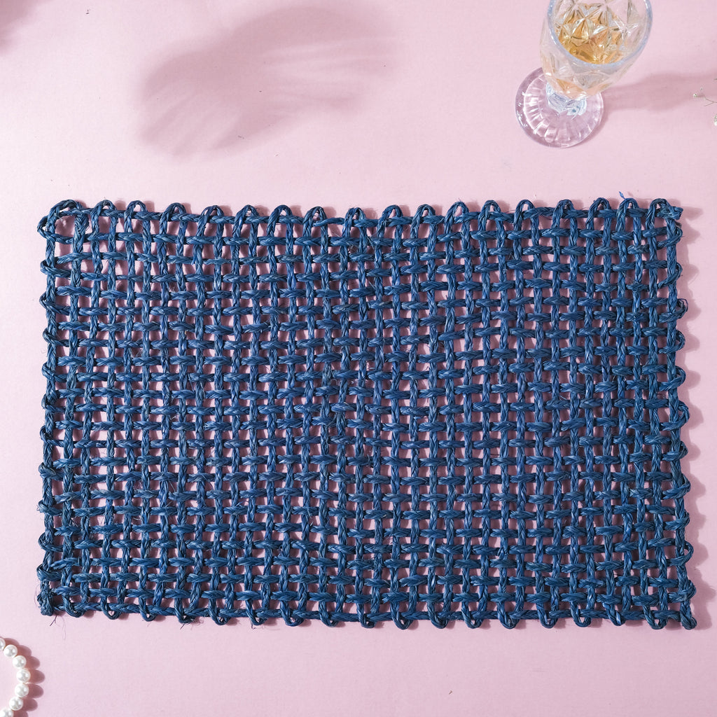 Rectangular Sabai Mat Blue Nestasia