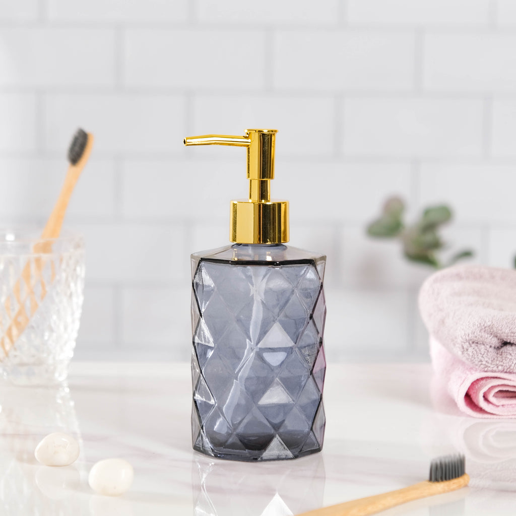 Vienna Grey Textured Glass Dispenser With Nozzle Nestasia