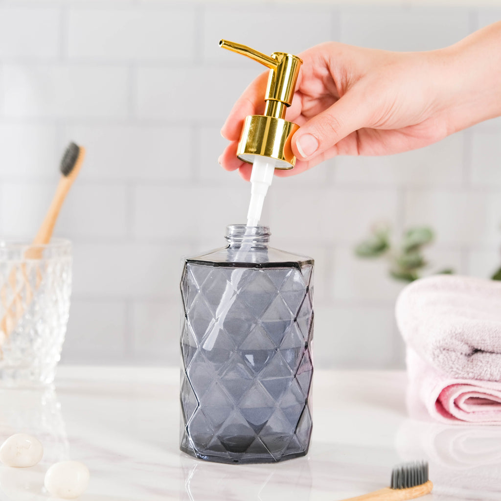 Vienna Grey Textured Glass Dispenser With Nozzle Nestasia