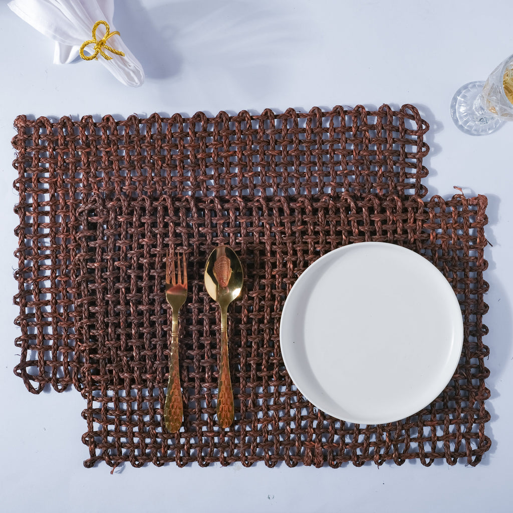 Rectangular Sabai Mat Brown Nestasia
