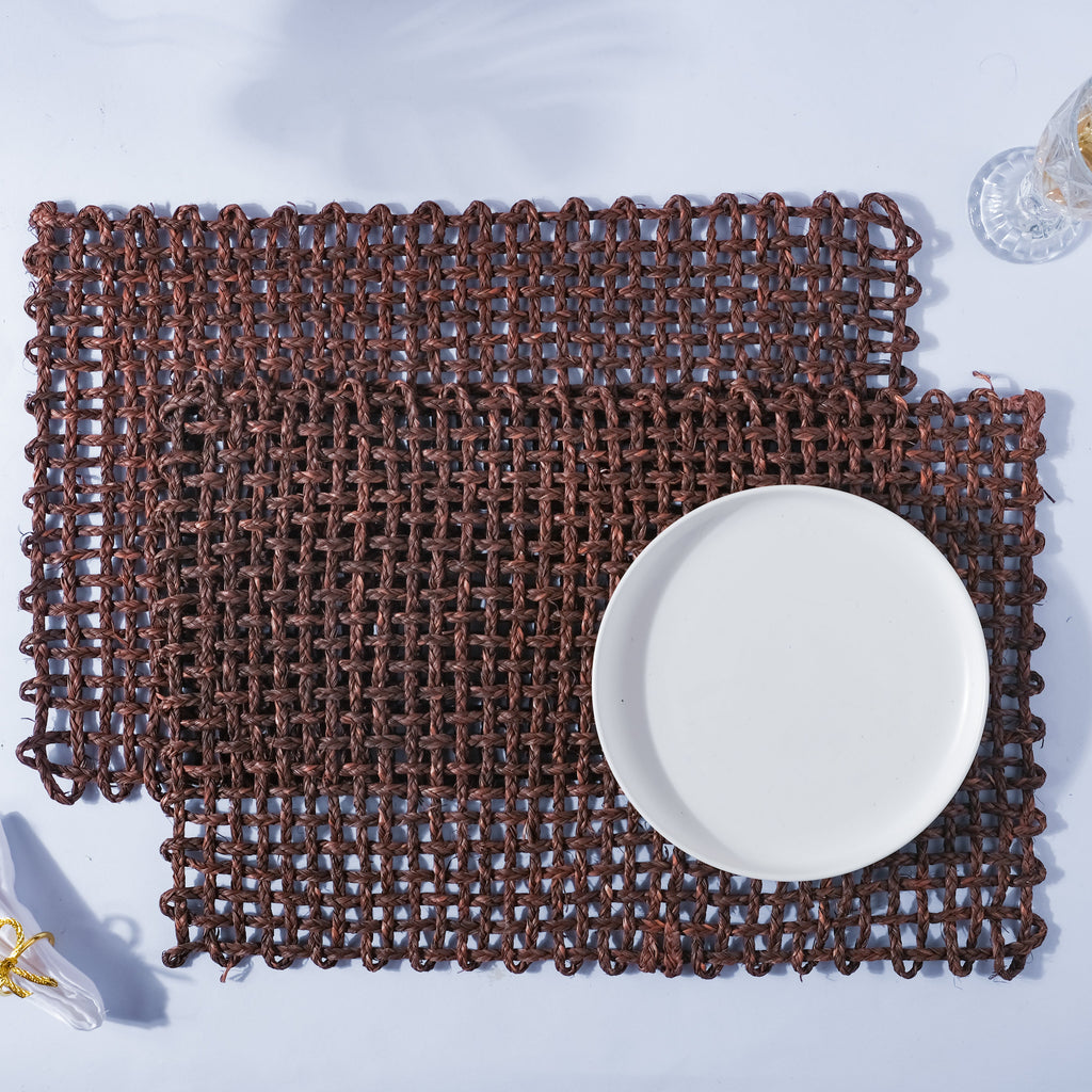 Rectangular Sabai Mat Brown Nestasia