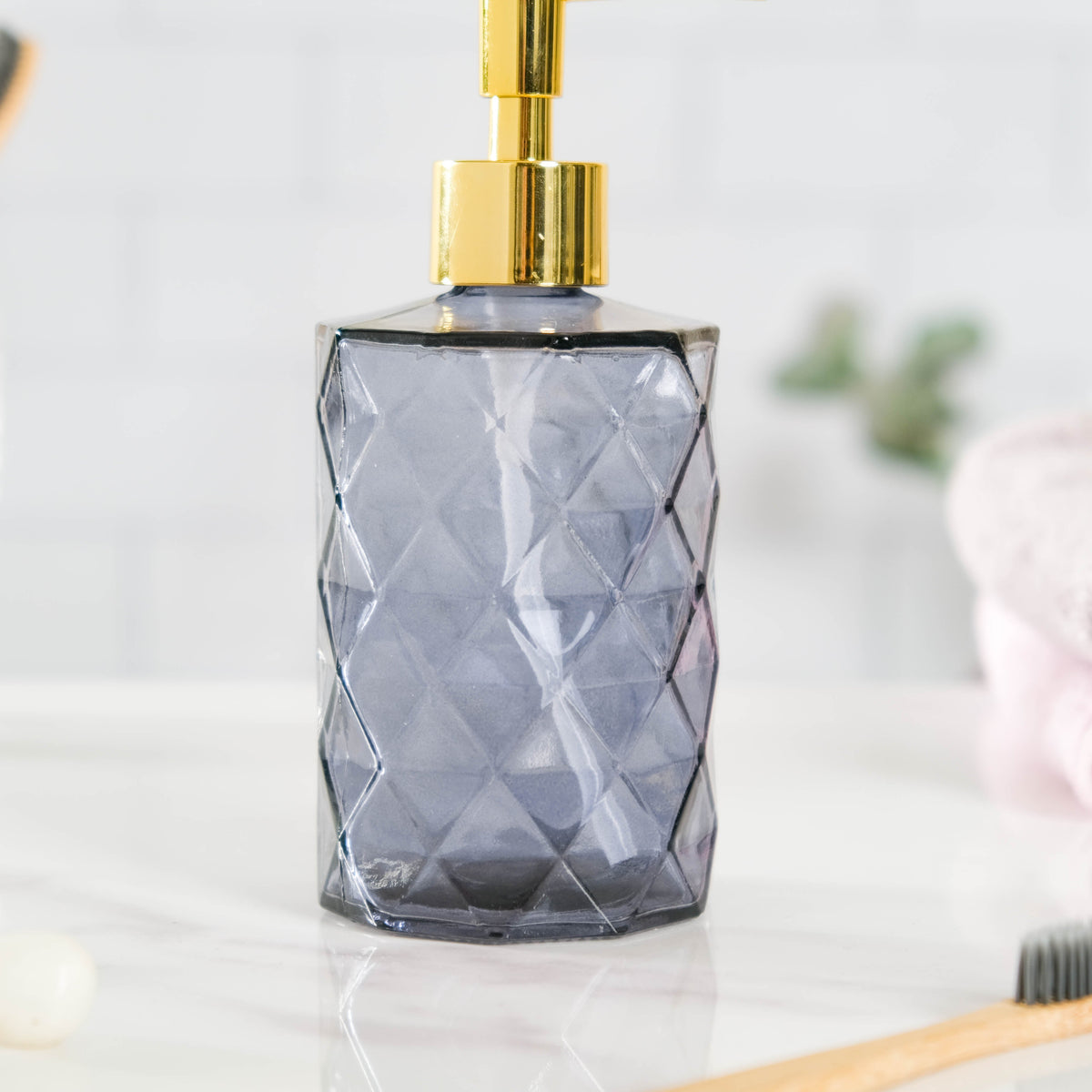 Vienna Grey Textured Glass Dispenser With Nozzle Nestasia