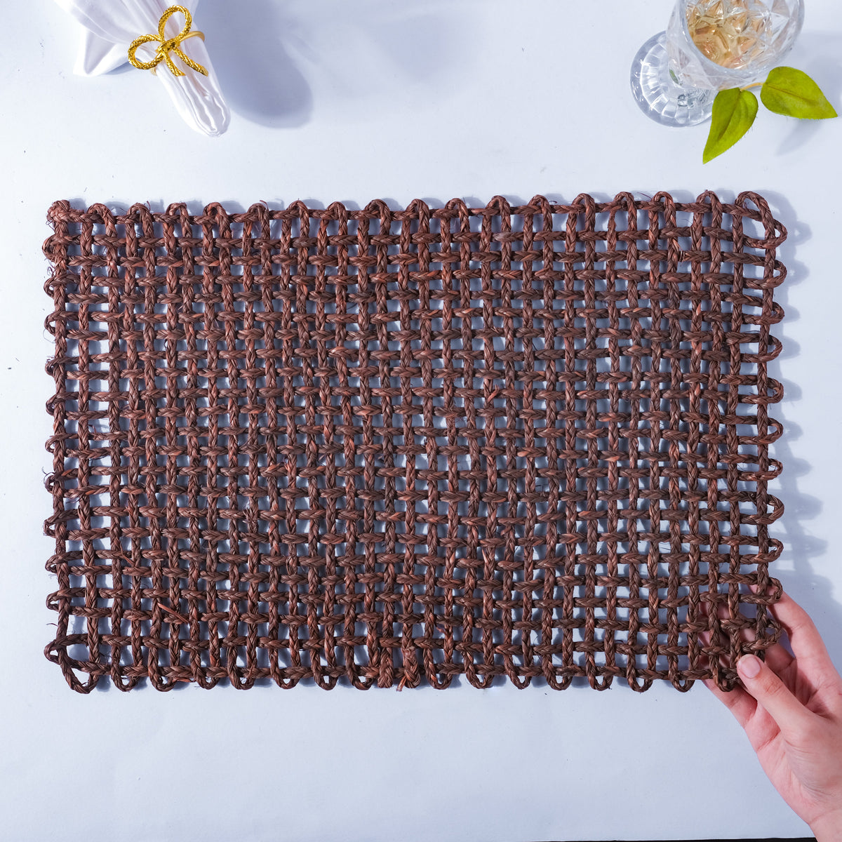 Rectangular Sabai Mat Brown Nestasia