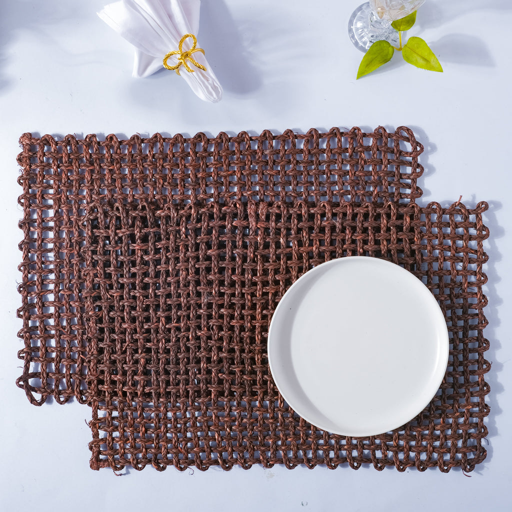 Rectangular Sabai Mat Brown Nestasia