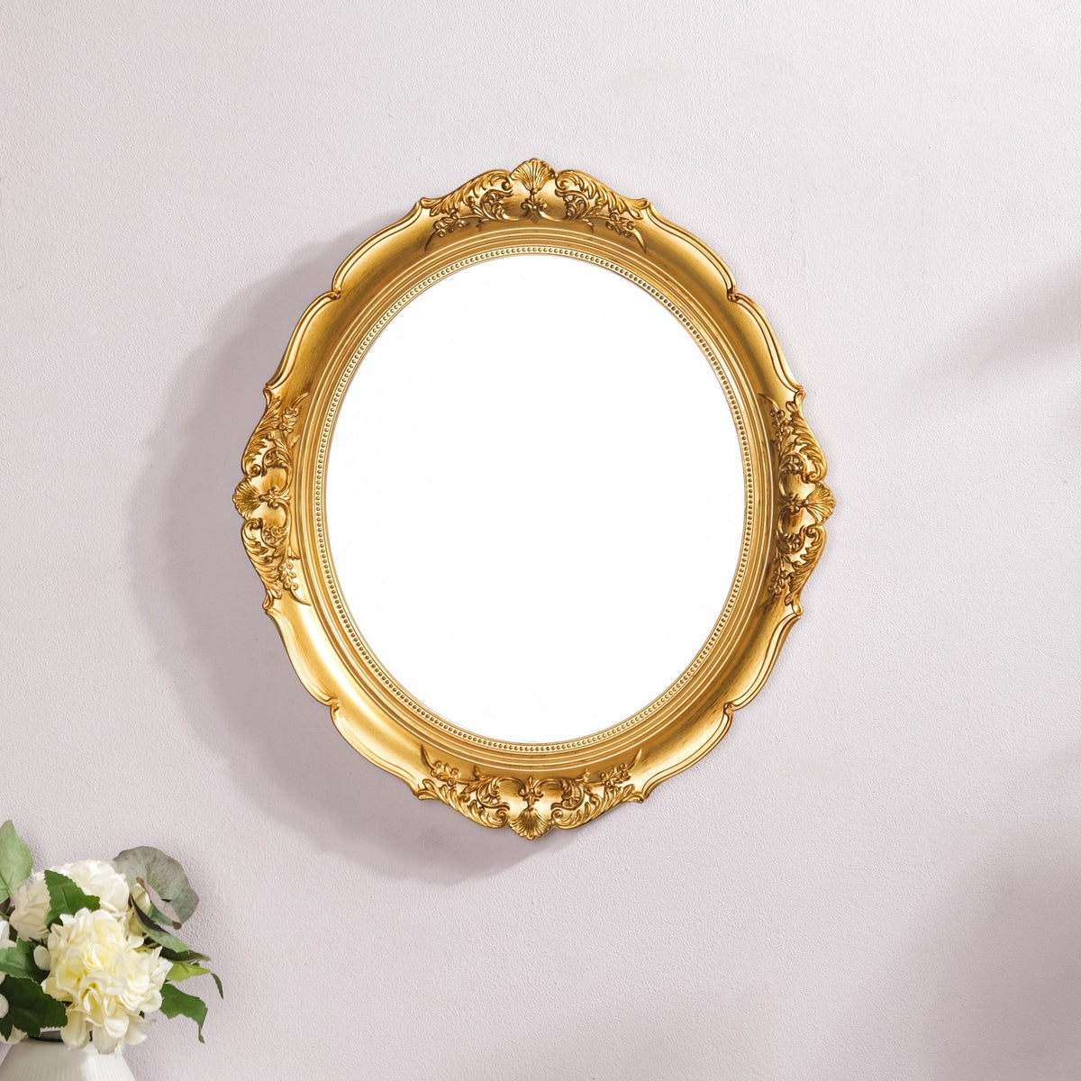 Vintage Oval Wall Mirror Gold Nestasia