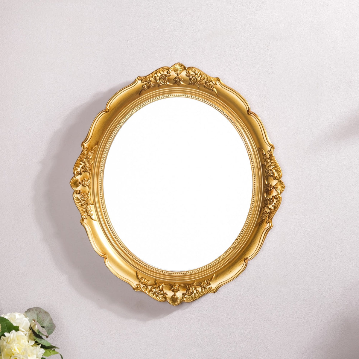Vintage Oval Wall Mirror Gold Nestasia