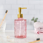 Regal Pink Textured Glass Dispenser With Nozzle Nestasia